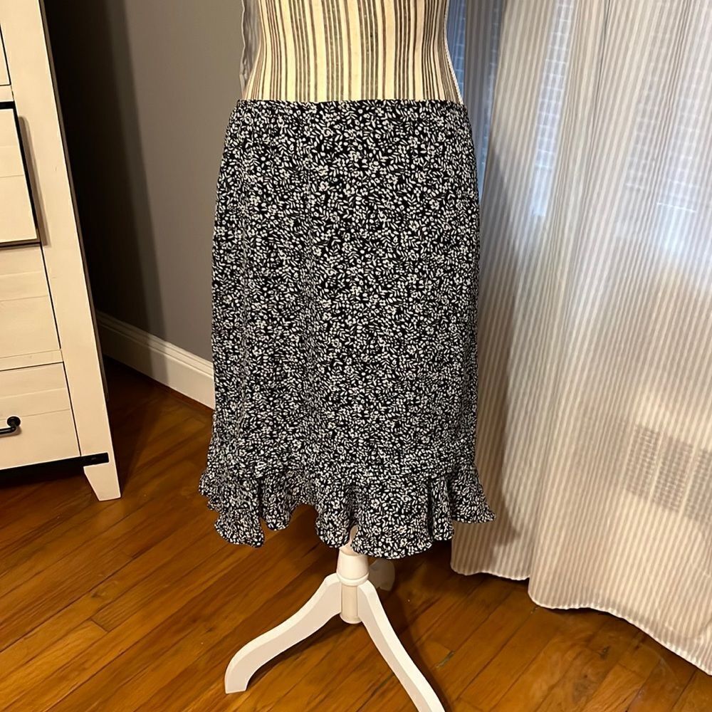 Black and White Floral Skirt